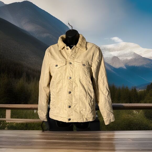 Zara Full‎ Zipper Front Jacket Size Small Tan Pockets Sherpa Collar Lined Adjust - Picture 1 of 6
